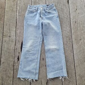 All Saints Helle Cropped Bootcut Raw Hem Jeans